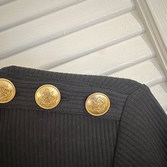 J. Crew Black Ribbed Turtleneck with Gold Buttons - Picture 5 of 8
